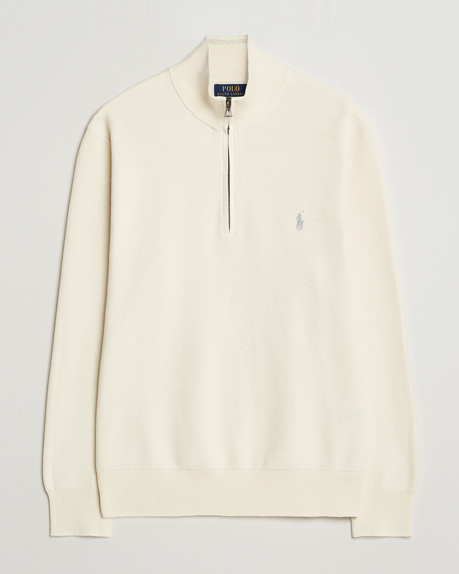 Men | Sweaters & Knitwear | Polo Ralph Lauren | Textured Half Zip Herbal Milk