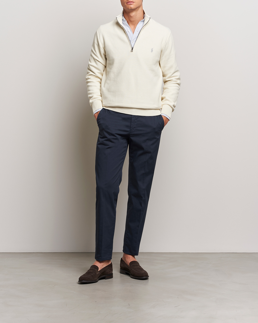 Men | Sweaters & Knitwear | Polo Ralph Lauren | Textured Half Zip Herbal Milk