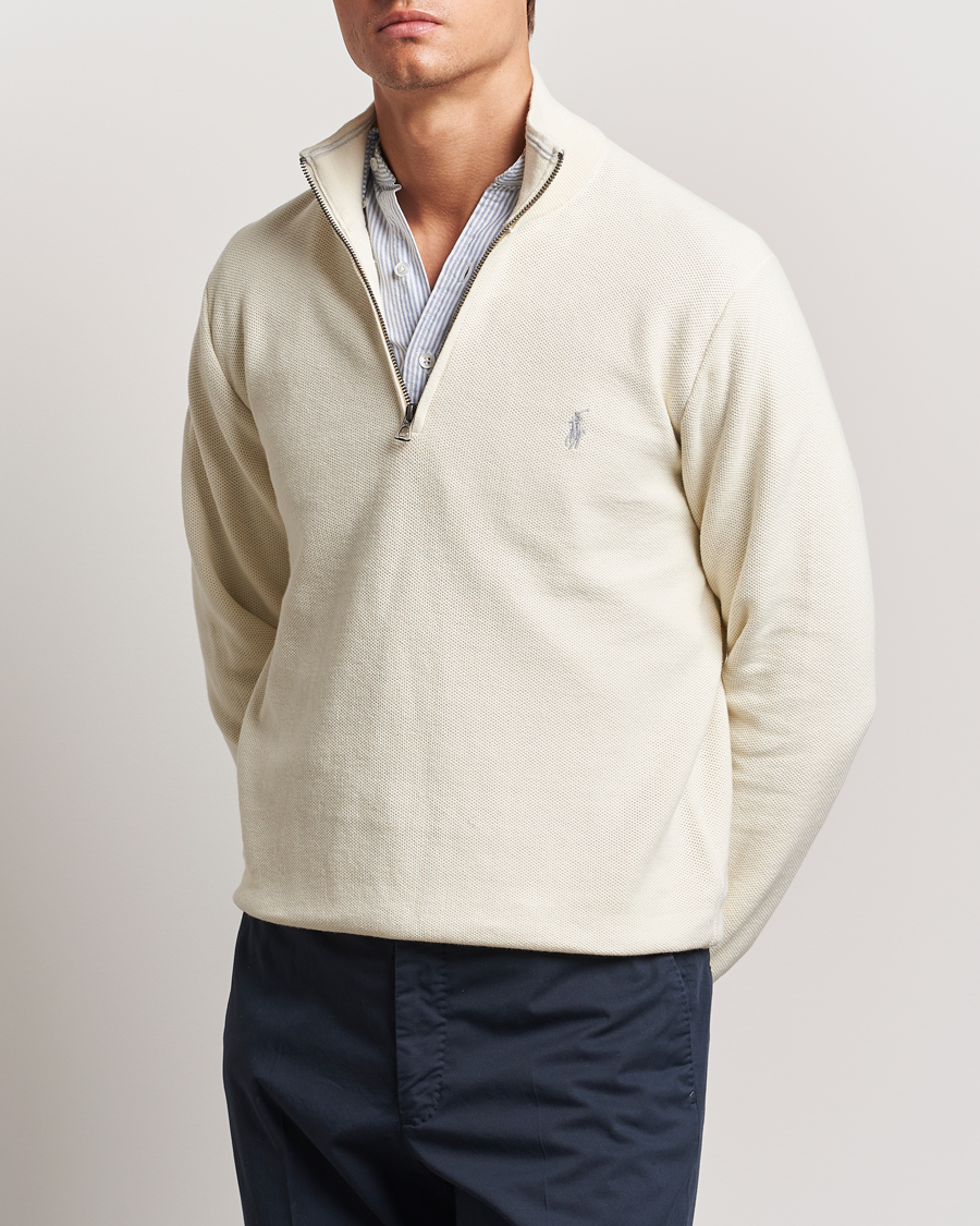 Men | Sweaters & Knitwear | Polo Ralph Lauren | Textured Half Zip Herbal Milk
