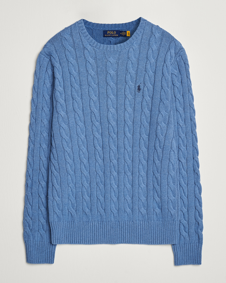 Men | Sweaters & Knitwear | Polo Ralph Lauren | Cotton Cable Pullover Lake Heather