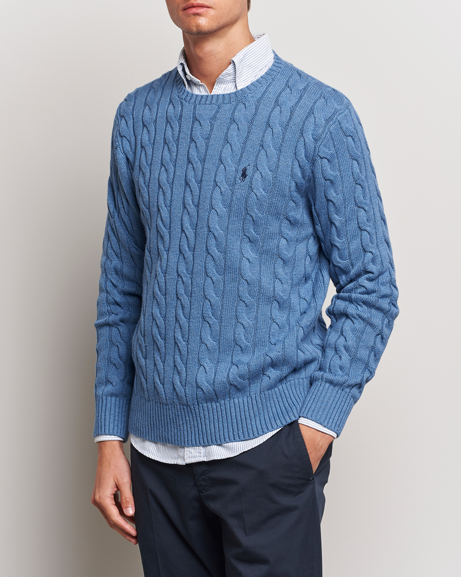 Men | Sweaters & Knitwear | Polo Ralph Lauren | Cotton Cable Pullover Lake Heather