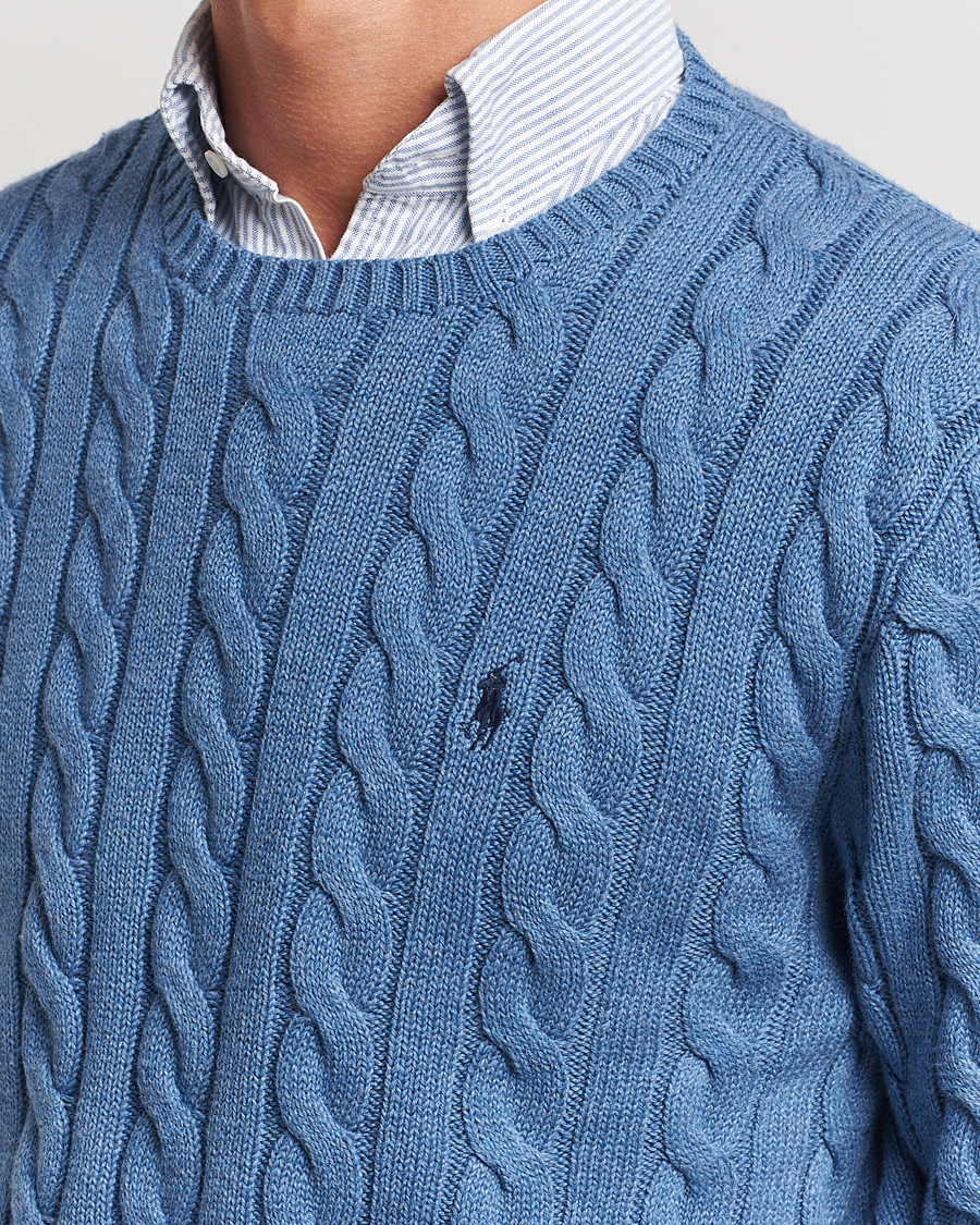 Men | Sweaters & Knitwear | Polo Ralph Lauren | Cotton Cable Pullover Lake Heather