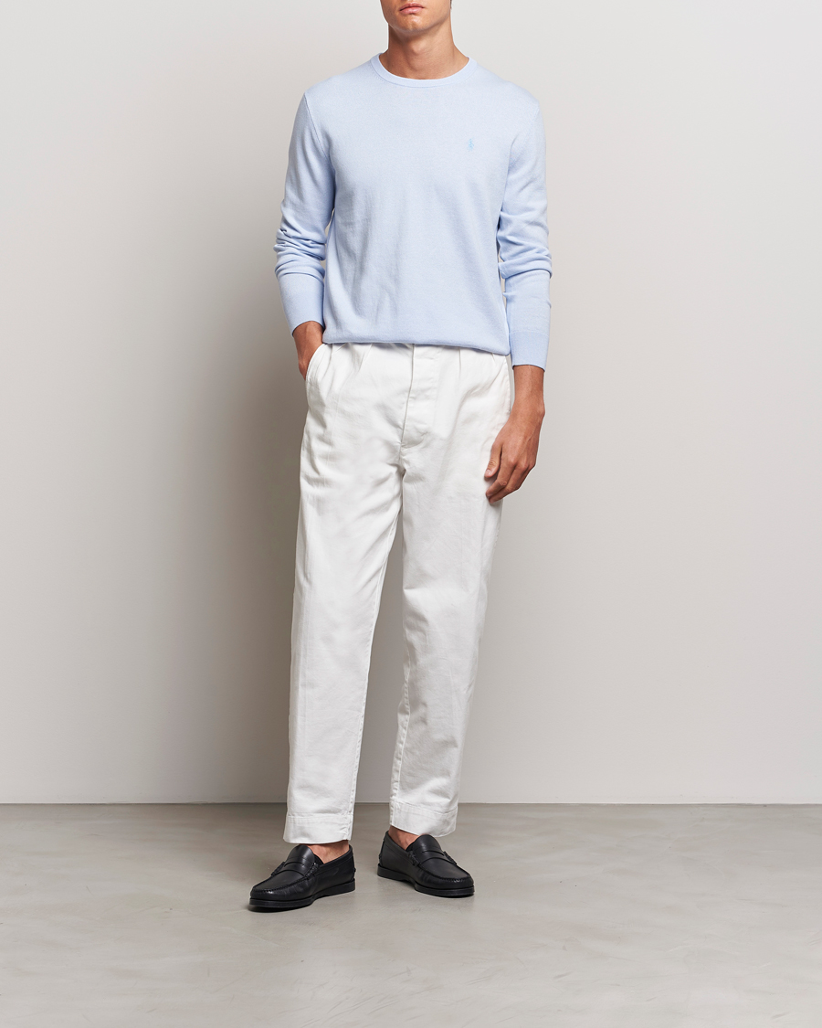 Men | Sweaters & Knitwear | Polo Ralph Lauren | Cotton/Cashmere Crew Neck Pullover Oxford Blue