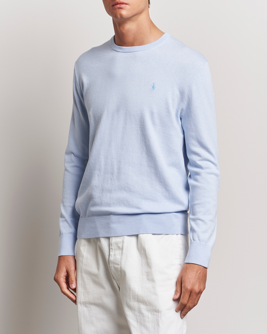 Men | Sweaters & Knitwear | Polo Ralph Lauren | Cotton/Cashmere Crew Neck Pullover Oxford Blue