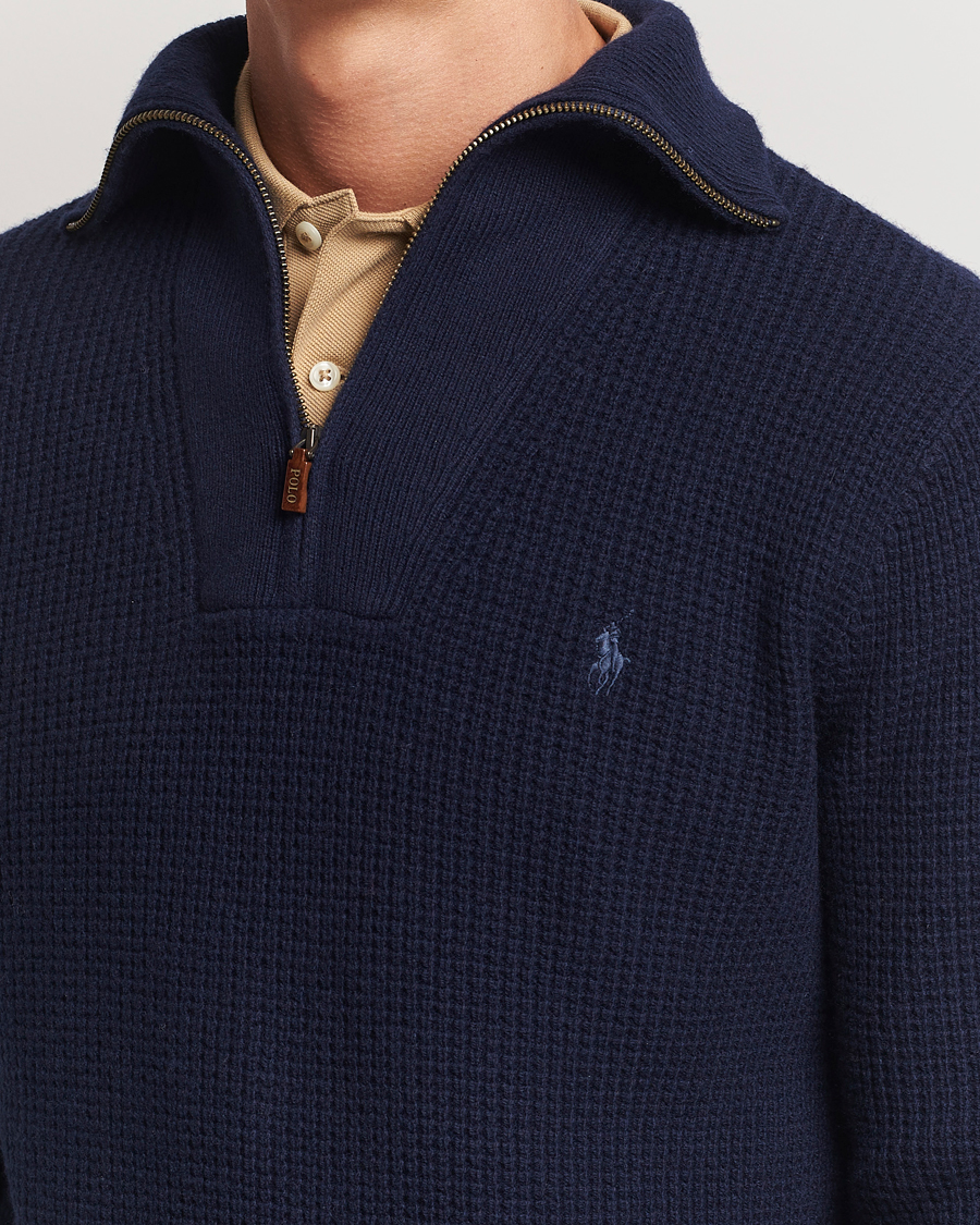 Men | Sweaters & Knitwear | Polo Ralph Lauren | Cotton/Wool Knitted Half Zip Hunter Navy