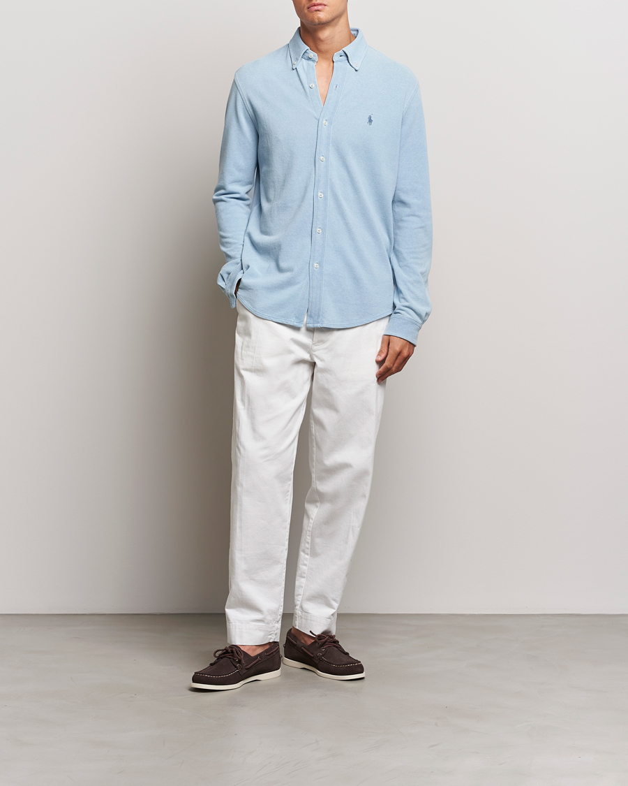 Men | Shirts | Polo Ralph Lauren | Featherweight Mesh Shirt Light Indigo