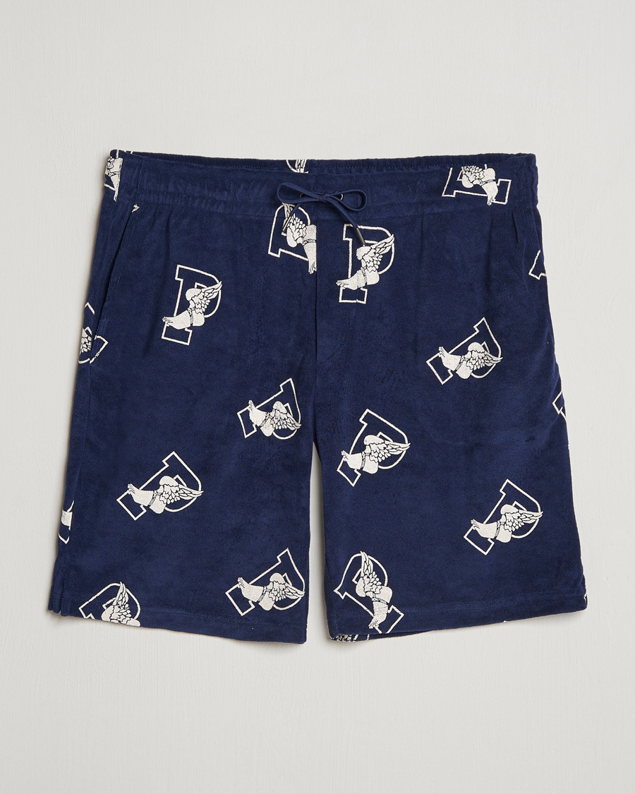 Men | Shorts | Polo Ralph Lauren | Cotton Terry P Wing Drawstring Shorts Cruise Navy