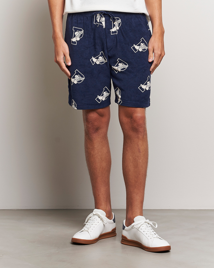 Men | Shorts | Polo Ralph Lauren | Cotton Terry P Wing Drawstring Shorts Cruise Navy