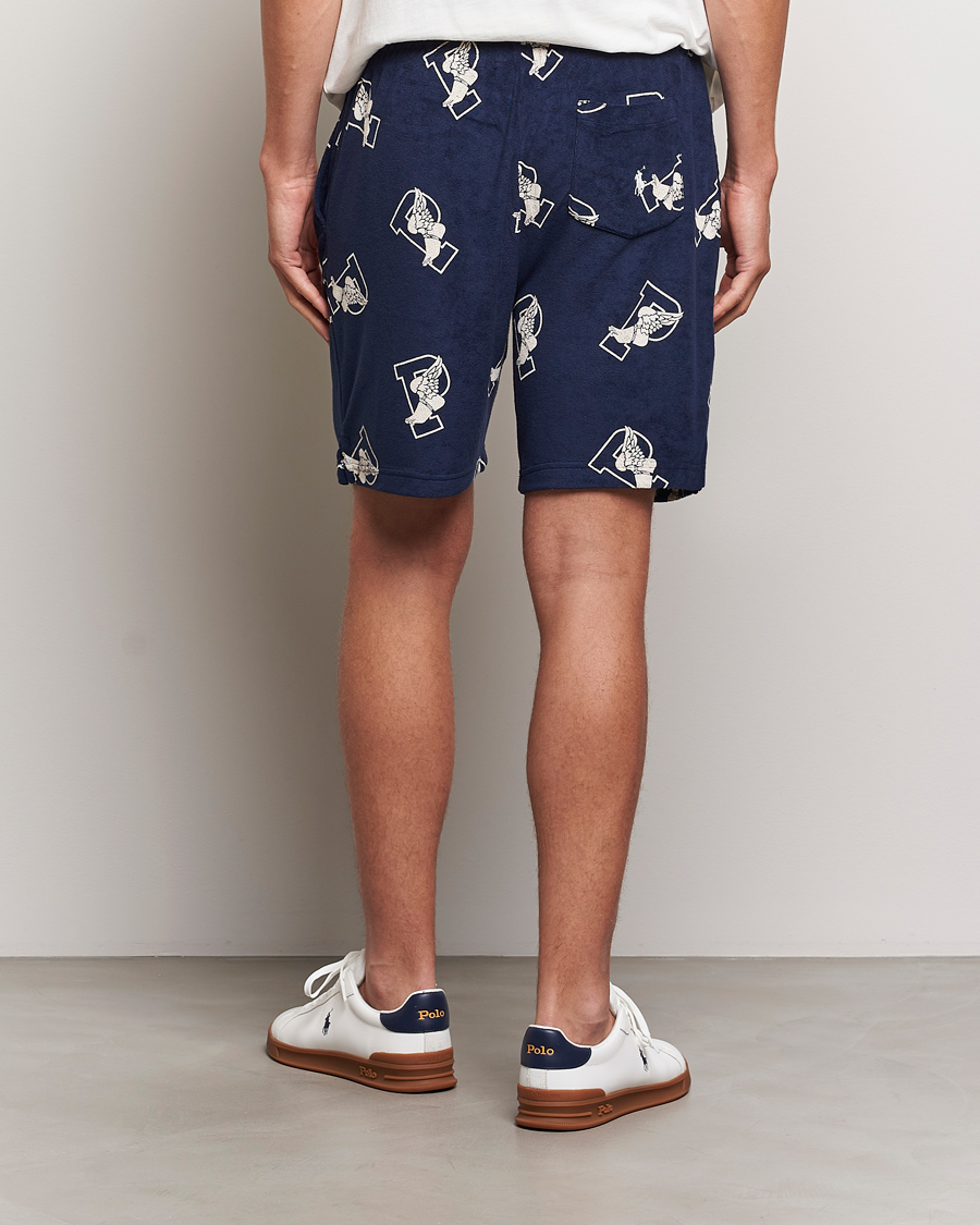 Men | Shorts | Polo Ralph Lauren | Cotton Terry P Wing Drawstring Shorts Cruise Navy
