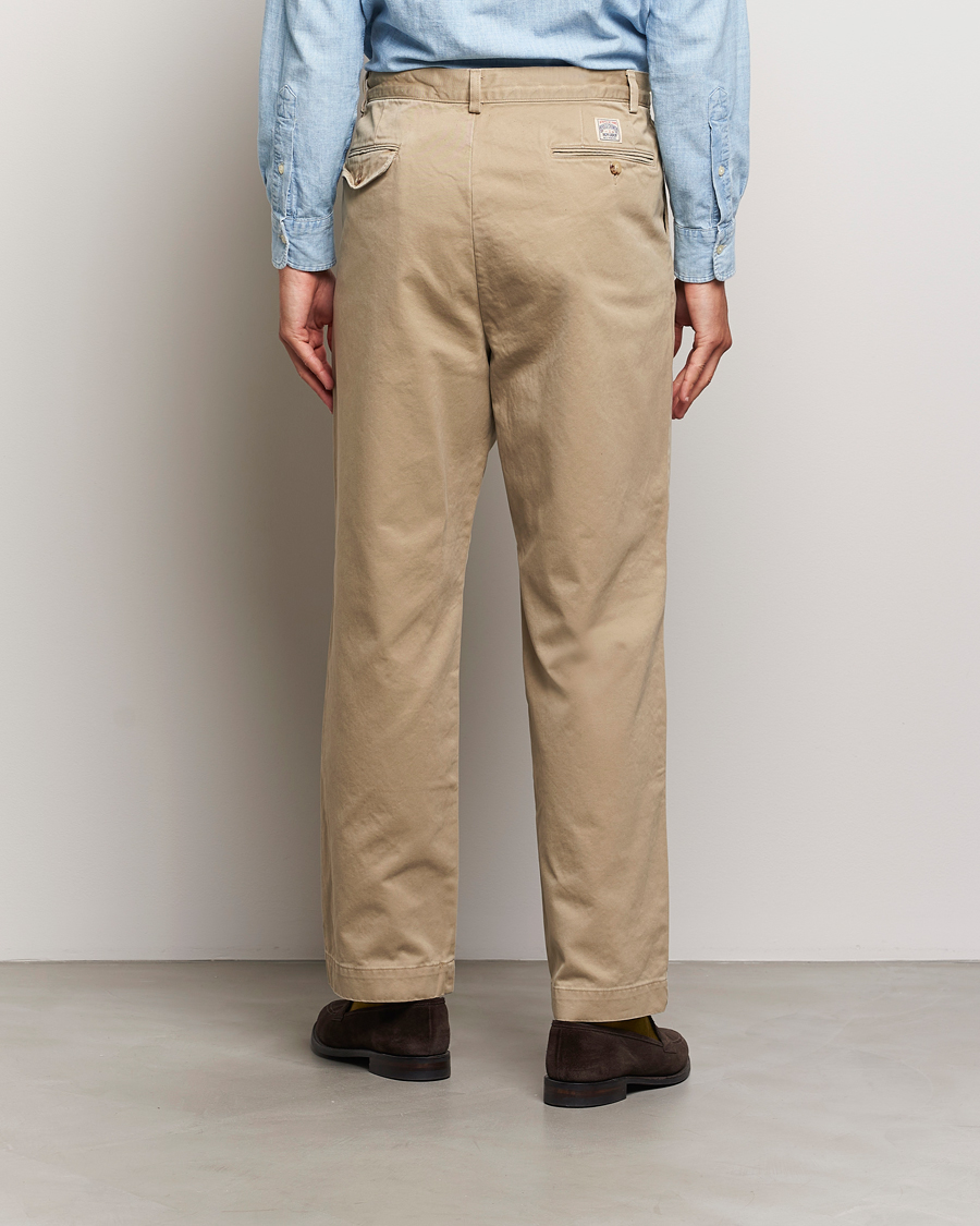 Men | Trousers | Polo Ralph Lauren | Rustic Twill Pleated Worker Trousers RL Khaki