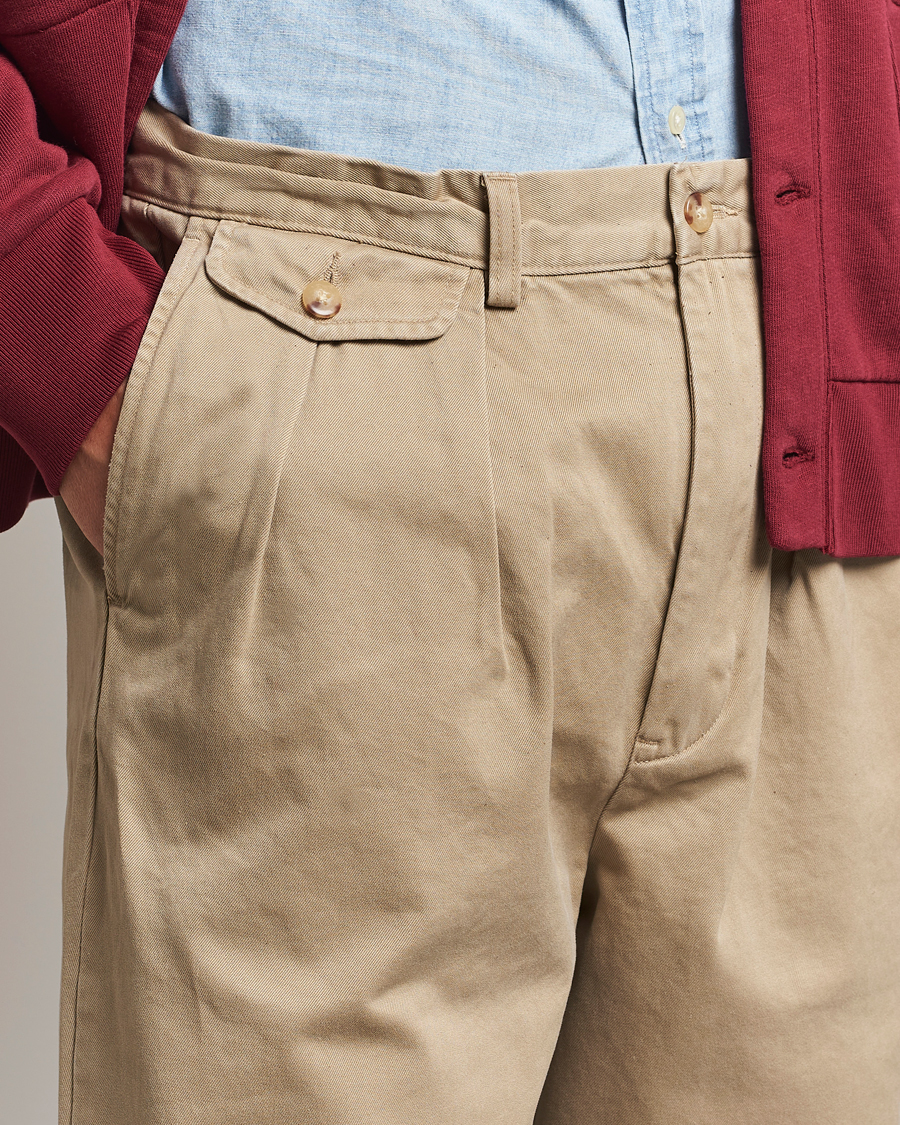 Men | Trousers | Polo Ralph Lauren | Rustic Twill Pleated Worker Trousers RL Khaki