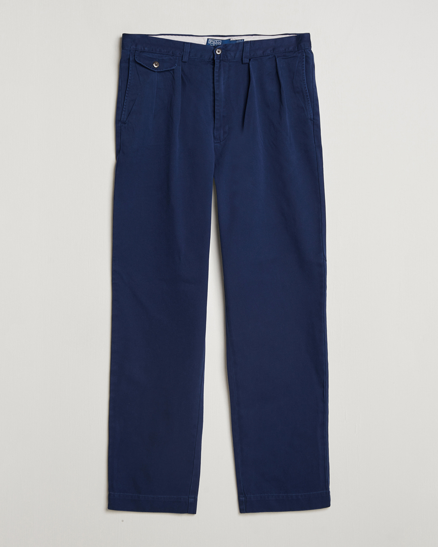 Men | Trousers | Polo Ralph Lauren | Rustic Twill Pleated Worker Trousers Newport Navy