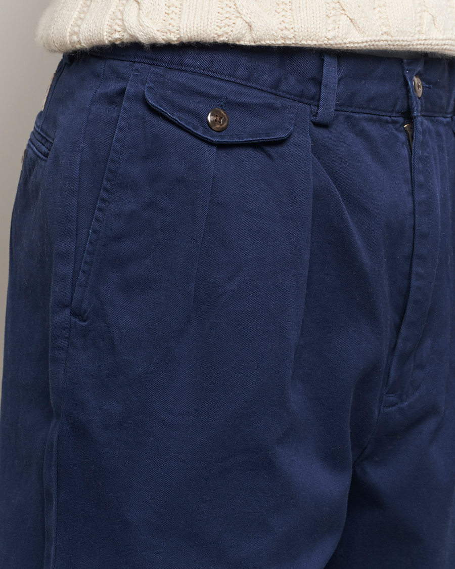 Men | Trousers | Polo Ralph Lauren | Rustic Twill Pleated Worker Trousers Newport Navy