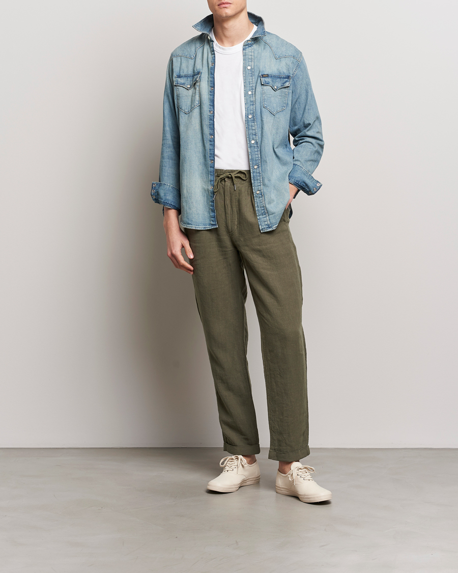 Men | Trousers | Polo Ralph Lauren | Prepster Linen Trousers Thermal Green