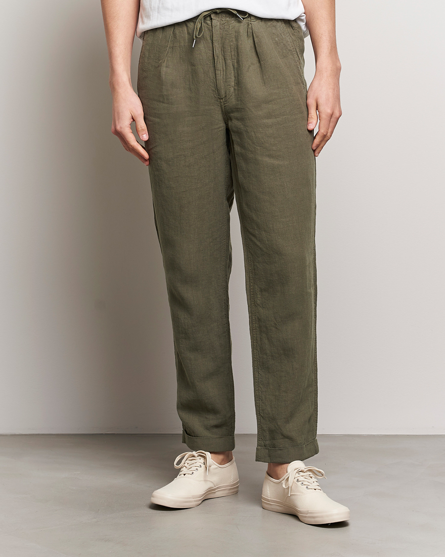Men | Trousers | Polo Ralph Lauren | Prepster Linen Trousers Thermal Green