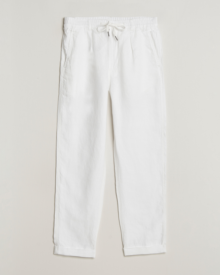 Men | Trousers | Polo Ralph Lauren | Prepster Linen Trousers Ceramice White