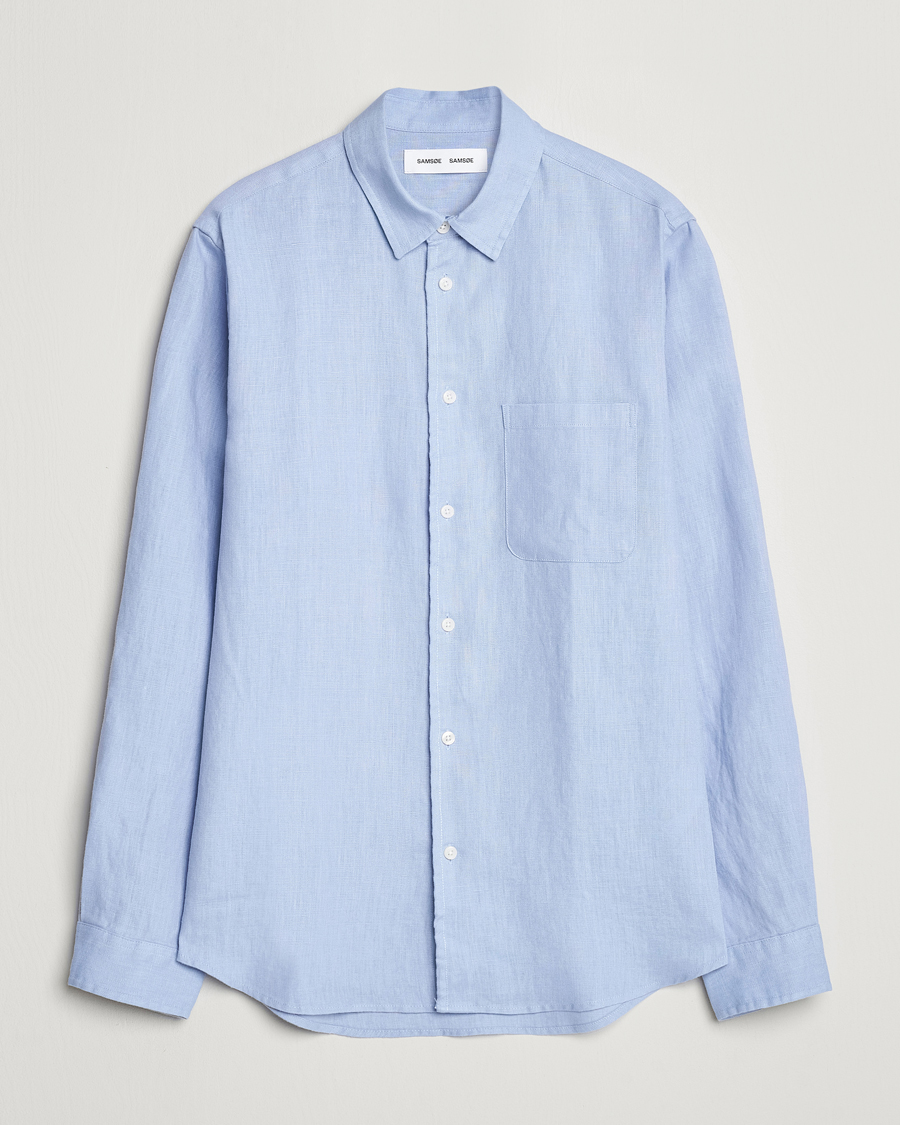 Men | Shirts | Samsøe Samsøe | Liam Linen Shirt Brunnera Blue