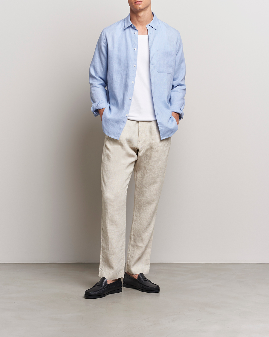 Men | Shirts | Samsøe Samsøe | Liam Linen Shirt Brunnera Blue