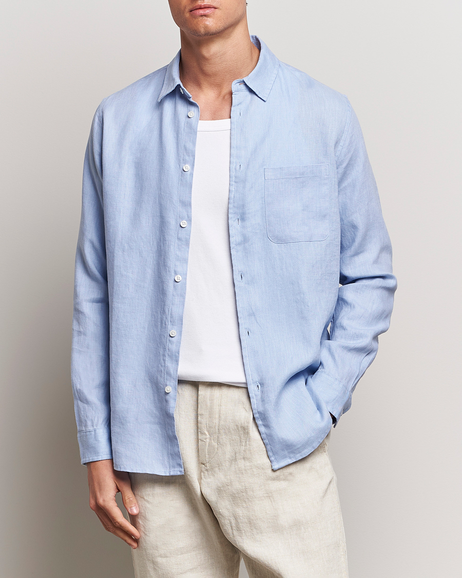 Men | Shirts | Samsøe Samsøe | Liam Linen Shirt Brunnera Blue