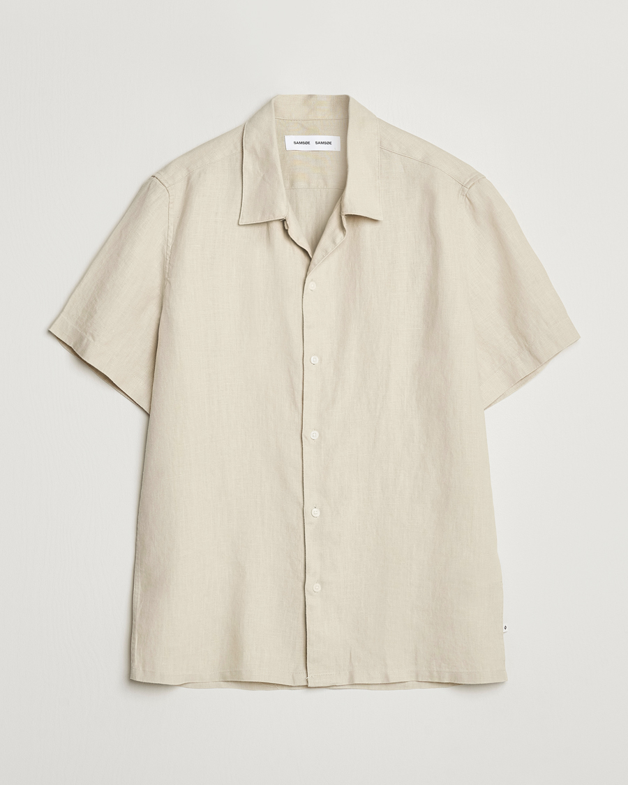 Men | Shirts | Samsøe Samsøe | Saavan Linen Short Sleeve Shirt Castle Wall