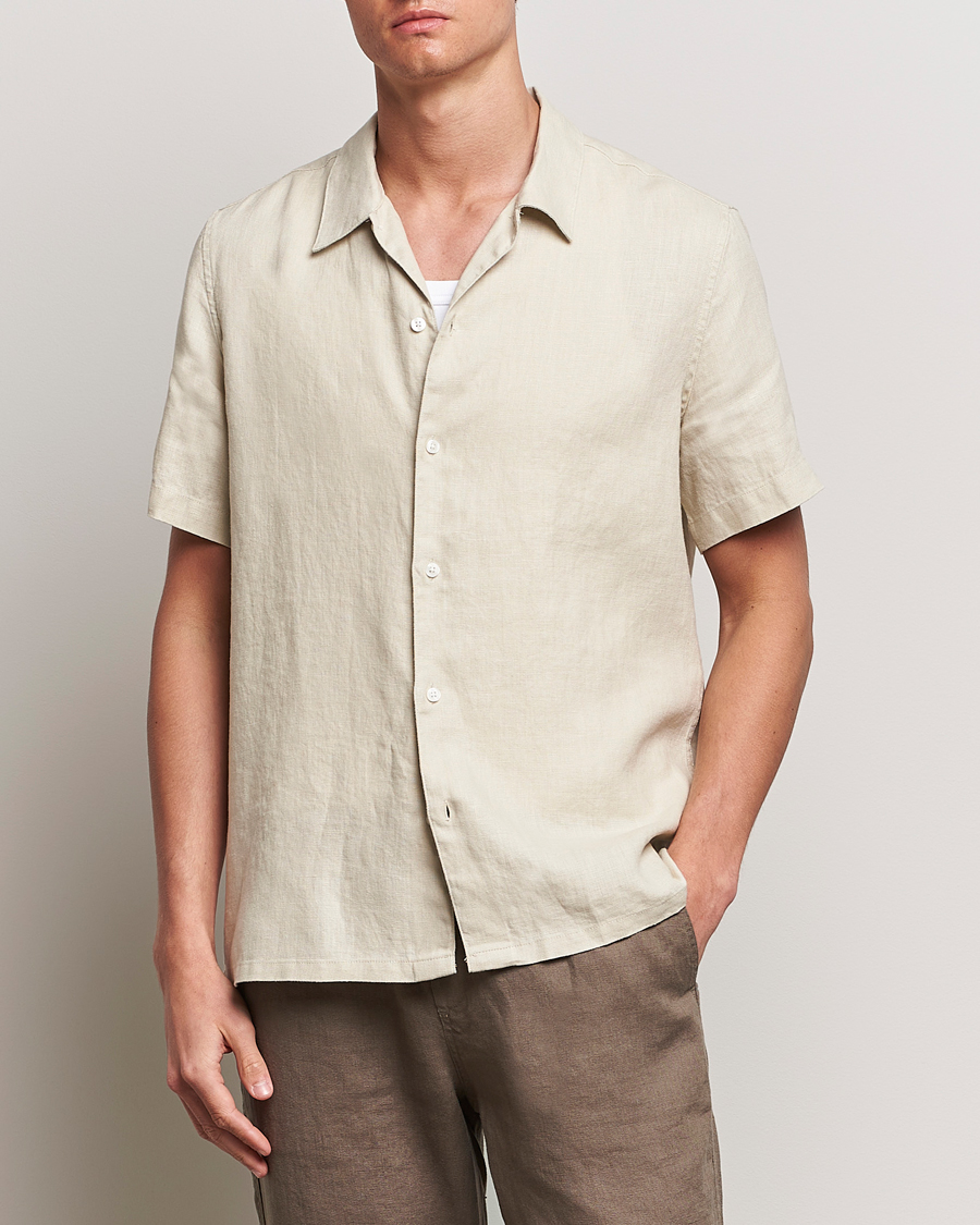 Men | Shirts | Samsøe Samsøe | Saavan Linen Short Sleeve Shirt Castle Wall