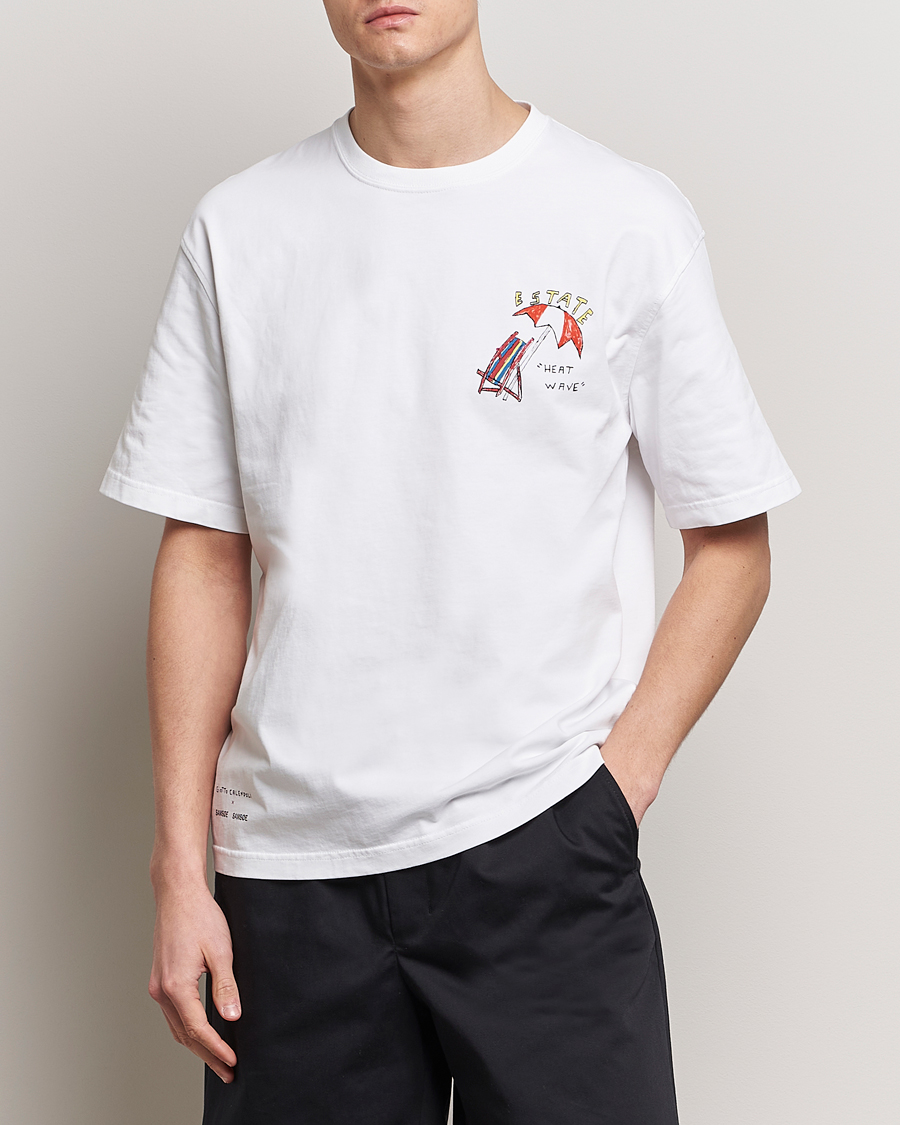 Men | T-Shirts | Samsøe Samsøe | Sagiotto Printed Crew Neck T-Shirt White Estate