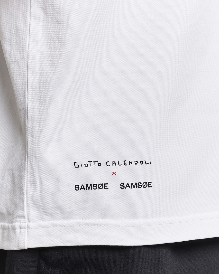 Men | T-Shirts | Samsøe Samsøe | Sagiotto Printed Crew Neck T-Shirt White Estate