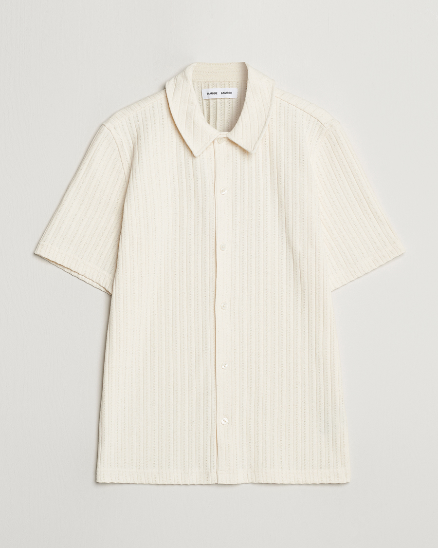 Men | Shirts | Samsøe Samsøe | Sakvistbro Structured Short Sleeve Shirt Clear Cream