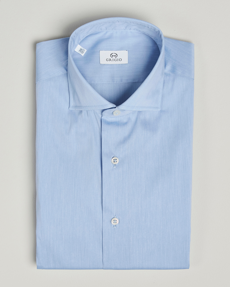 Men | Shirts | Grigio | Stretch Popeline Dress Shirt Light Blue