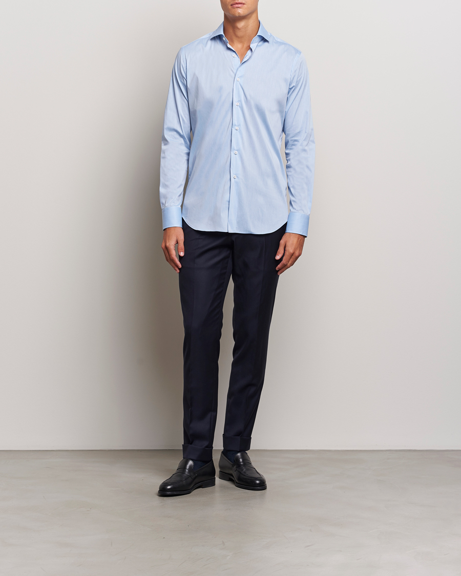 Men | Shirts | Grigio | Stretch Popeline Dress Shirt Light Blue
