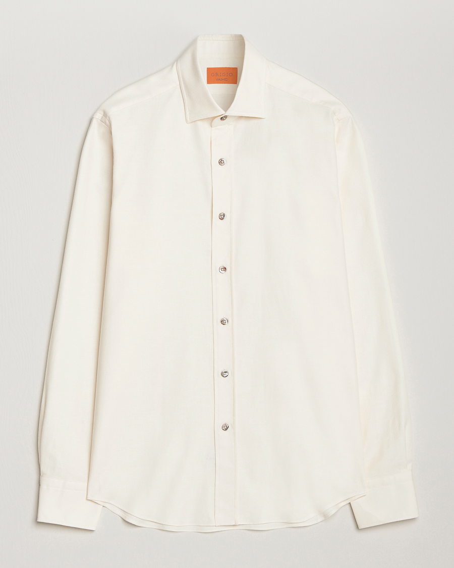 Men | Shirts | Grigio | Cotton Twill Shirt Off White