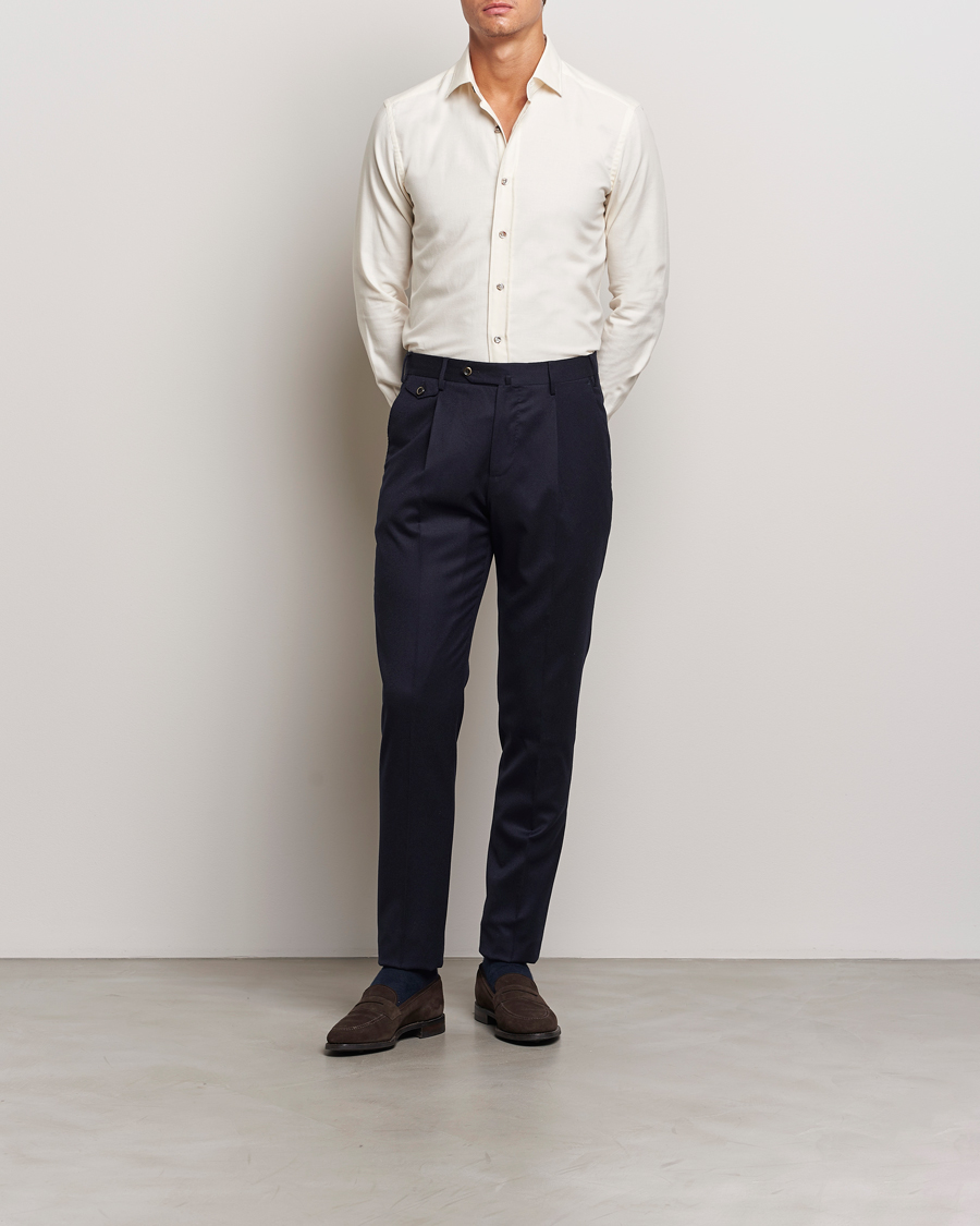 Men | Shirts | Grigio | Cotton Twill Shirt Off White