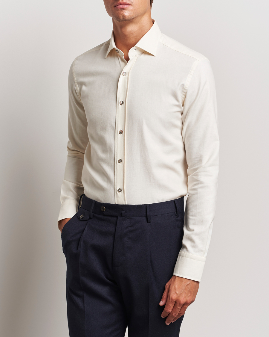 Men | Shirts | Grigio | Cotton Twill Shirt Off White