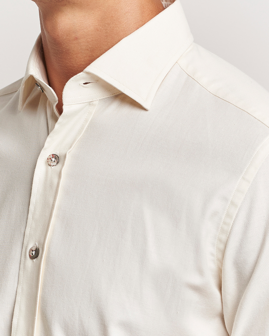 Men | Shirts | Grigio | Cotton Twill Shirt Off White