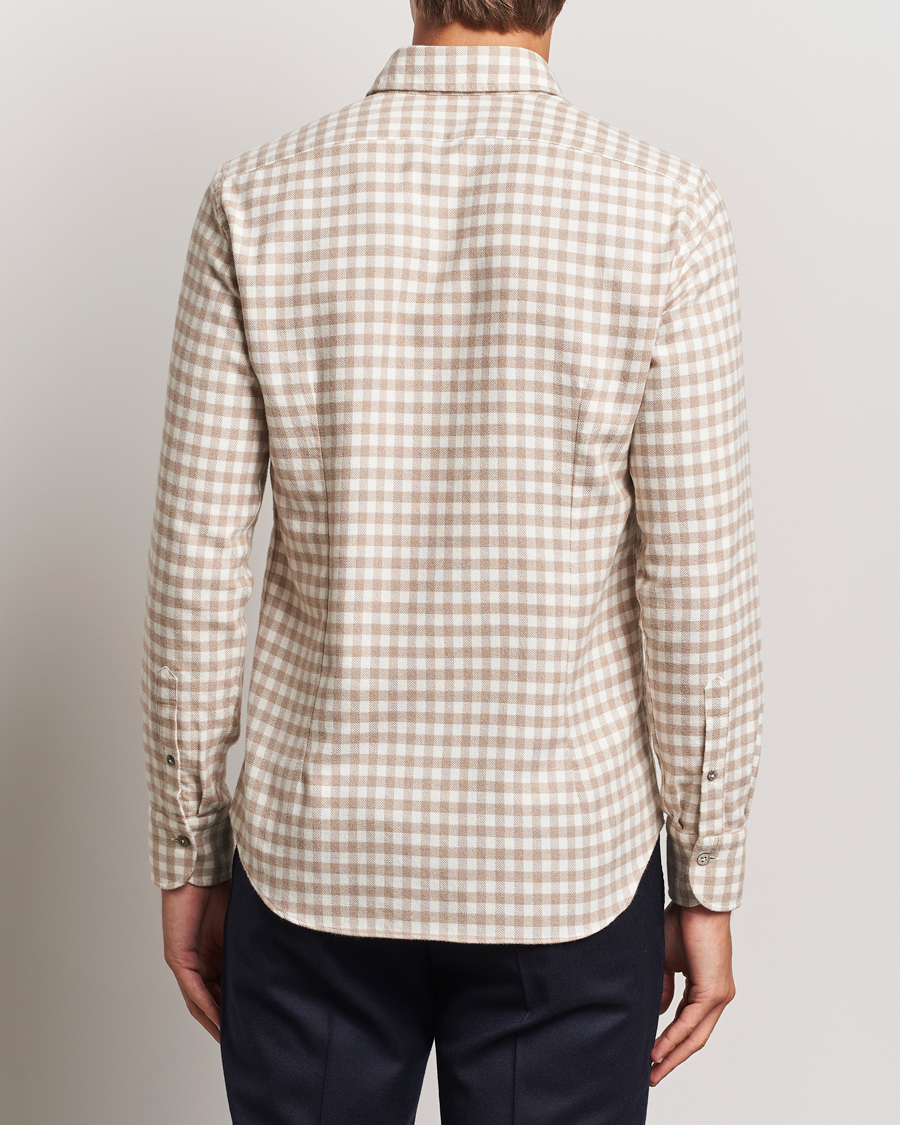 Men | Shirts | Grigio | Washed Flannel Shirt Beige Check