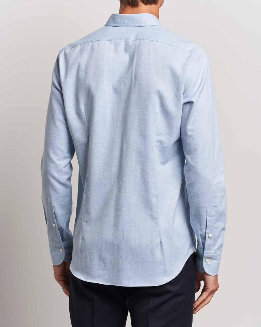 Men | Shirts | Grigio | Washed Flannel Shirt Light Blue