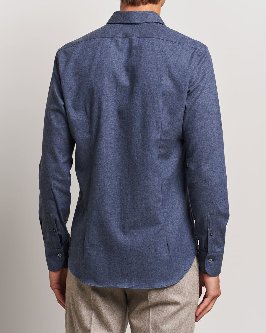 Men | Shirts | Grigio | Washed Flannel Shirt Navy