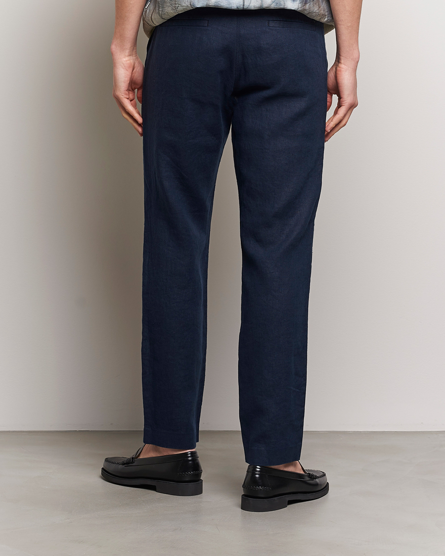 Men | Trousers | NN07 | Theo Linen Trousers Navy Blue