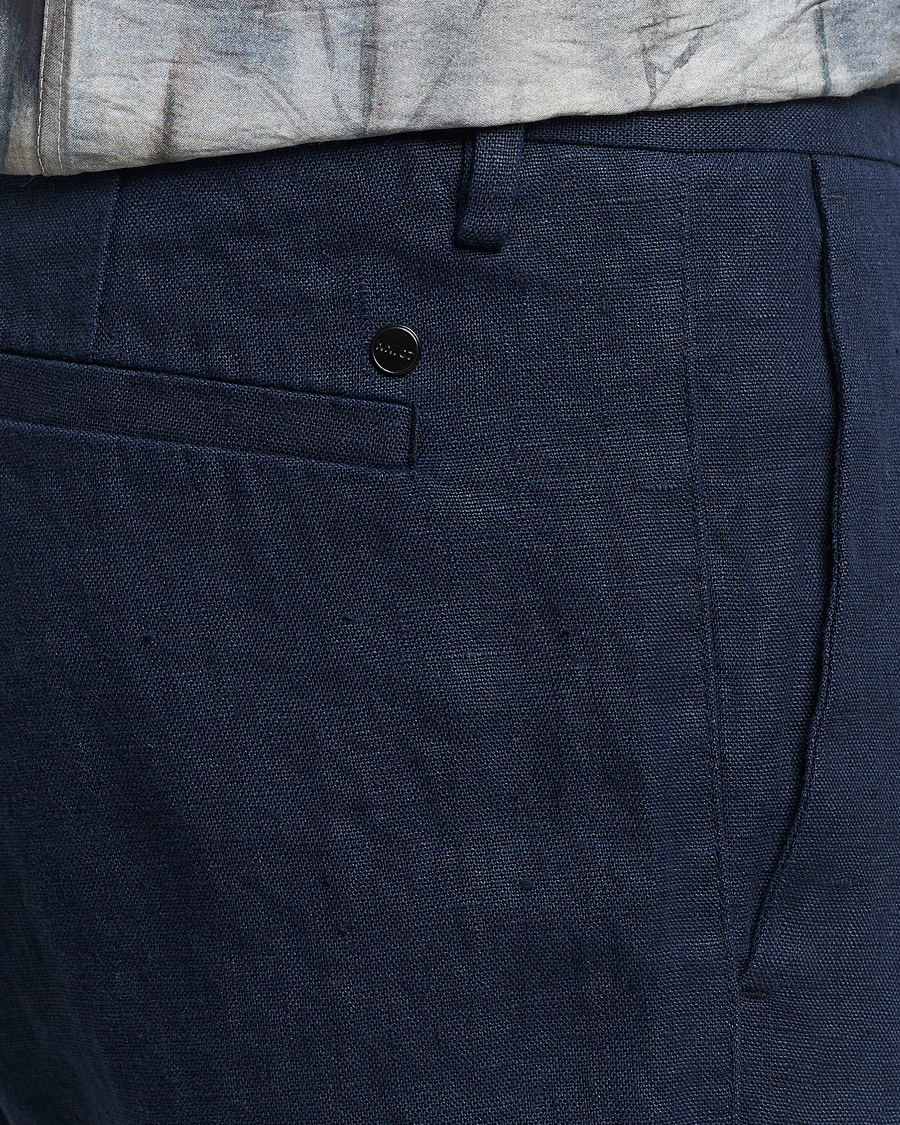 Men | Trousers | NN07 | Theo Linen Trousers Navy Blue