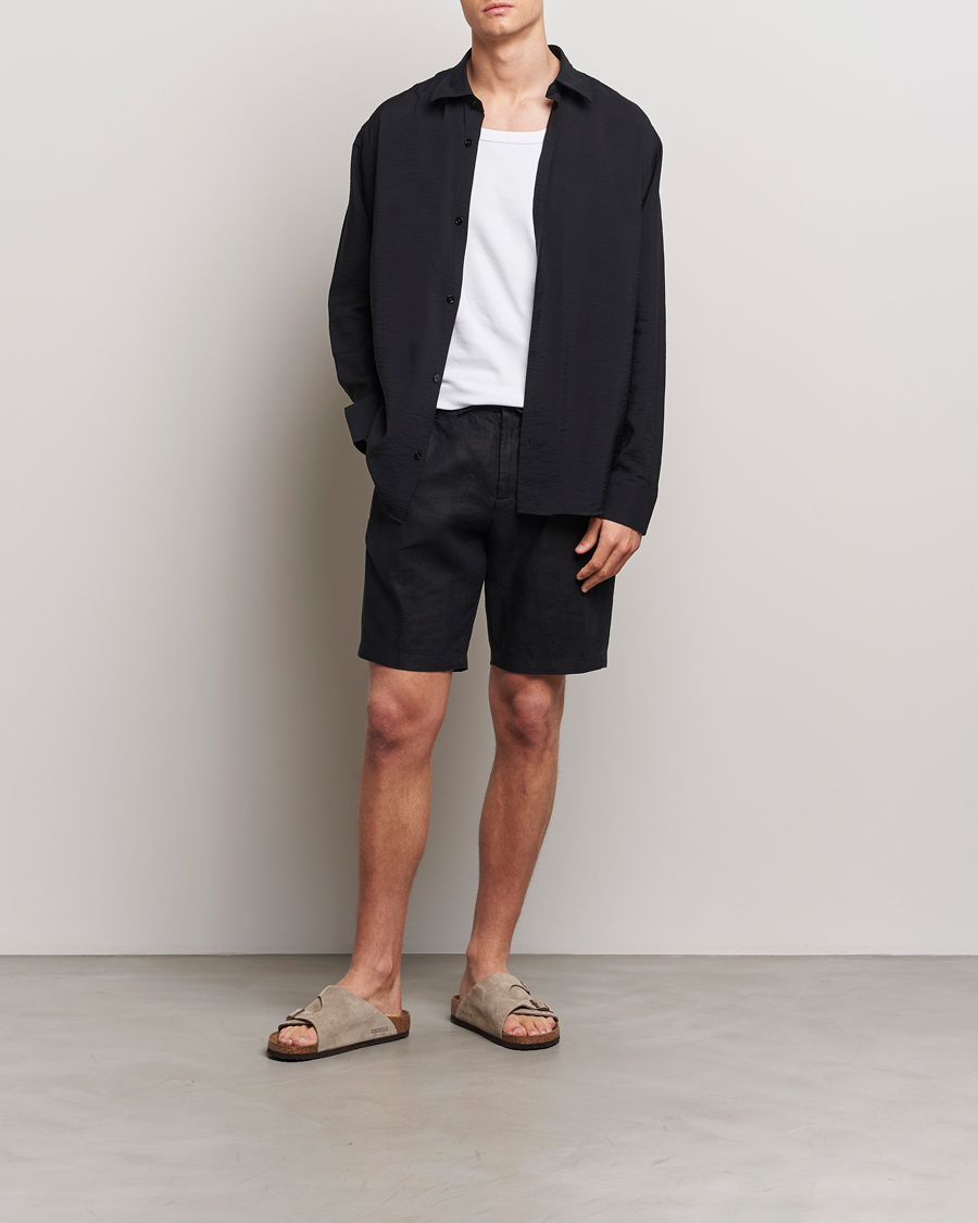 Men | Shorts | NN07 | Seb Linen Drawstring Shorts Black