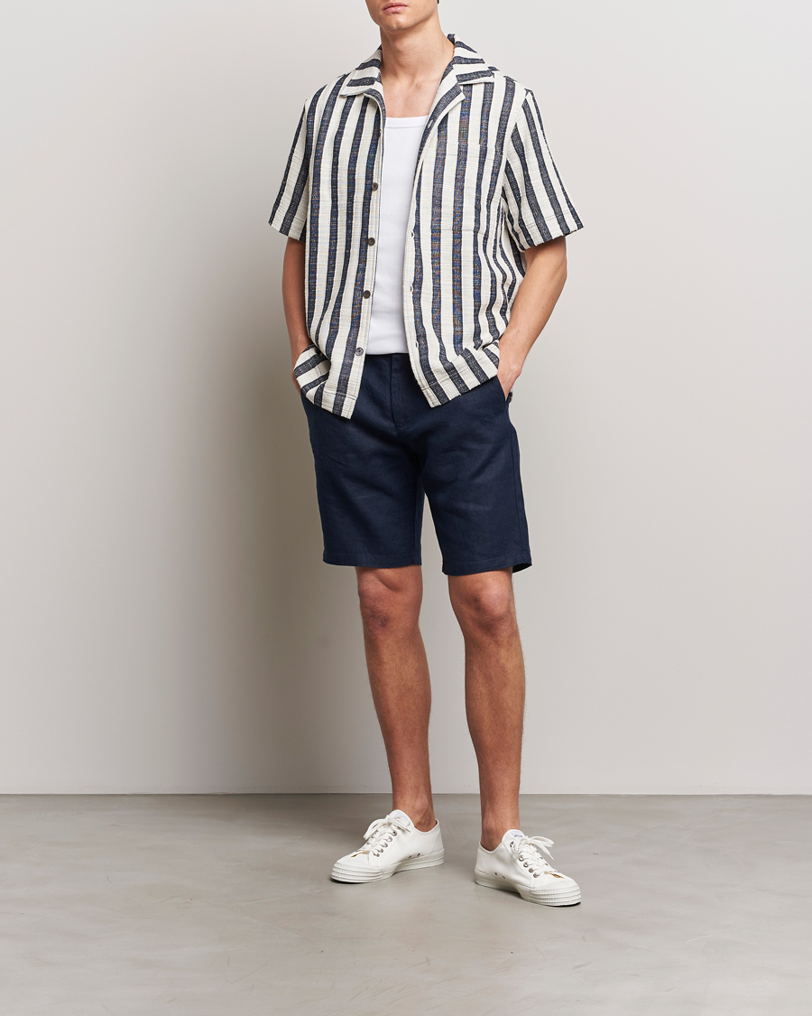 Men | Shorts | NN07 | Crown Linen Shorts Navy Blue