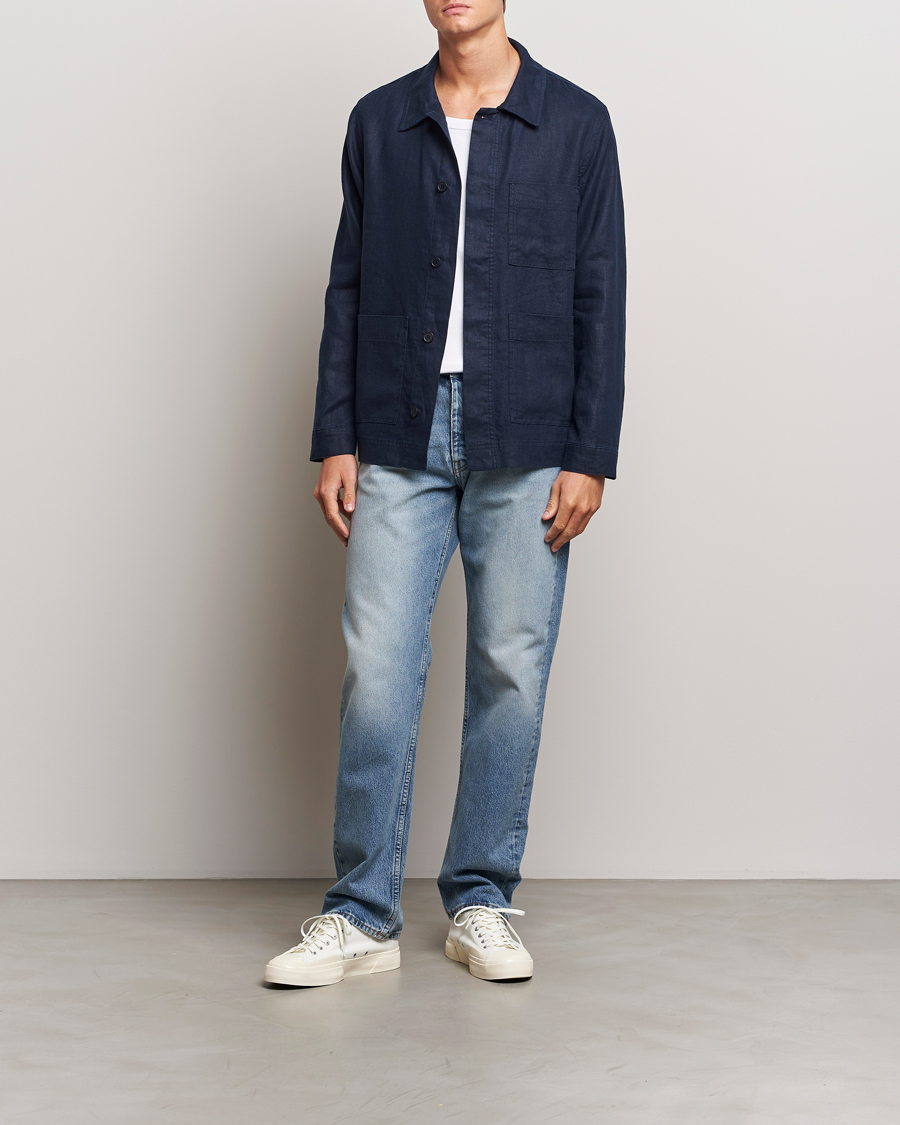 Men | Shirts | NN07 | Olav Linen Overshirt Navy Blue