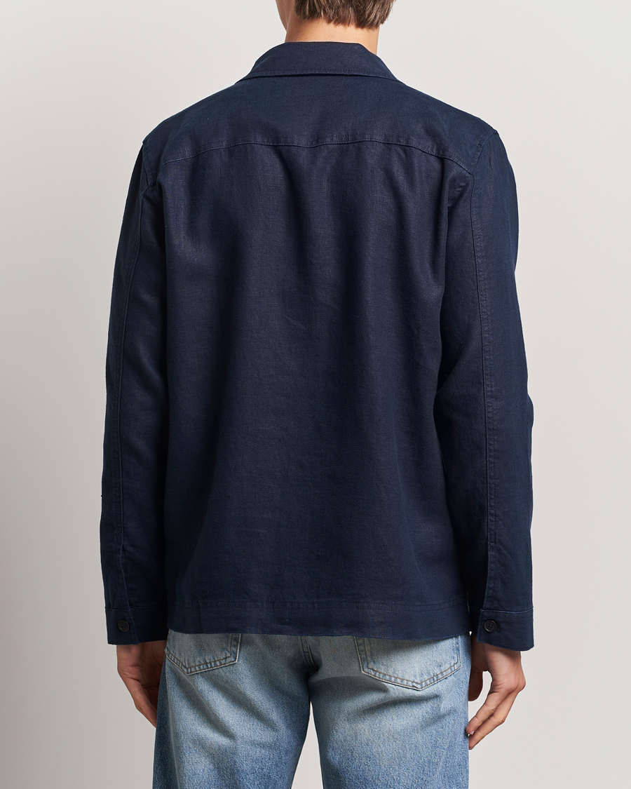 Men | Shirts | NN07 | Olav Linen Overshirt Navy Blue