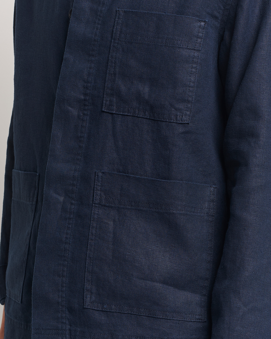 Men | Shirts | NN07 | Olav Linen Overshirt Navy Blue