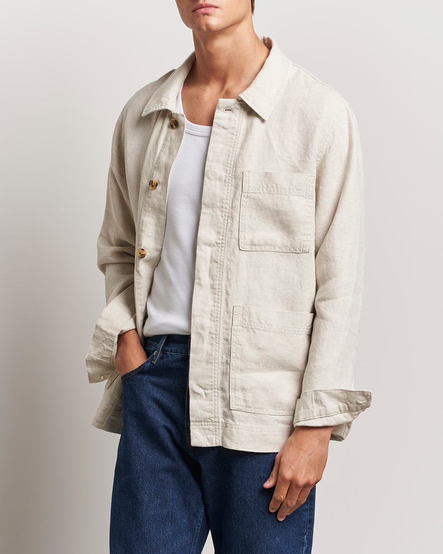 Men | Shirts | NN07 | Olav Linen Overshirt Oat