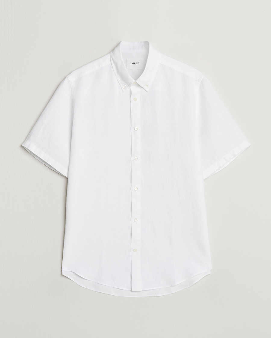 Men | Shirts | NN07 | Arne Linen Short Sleeve Shirt White