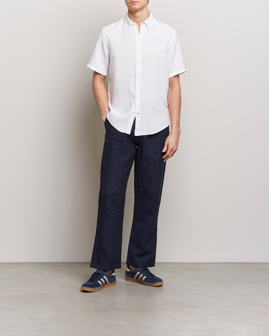 Men | Shirts | NN07 | Arne Linen Short Sleeve Shirt White
