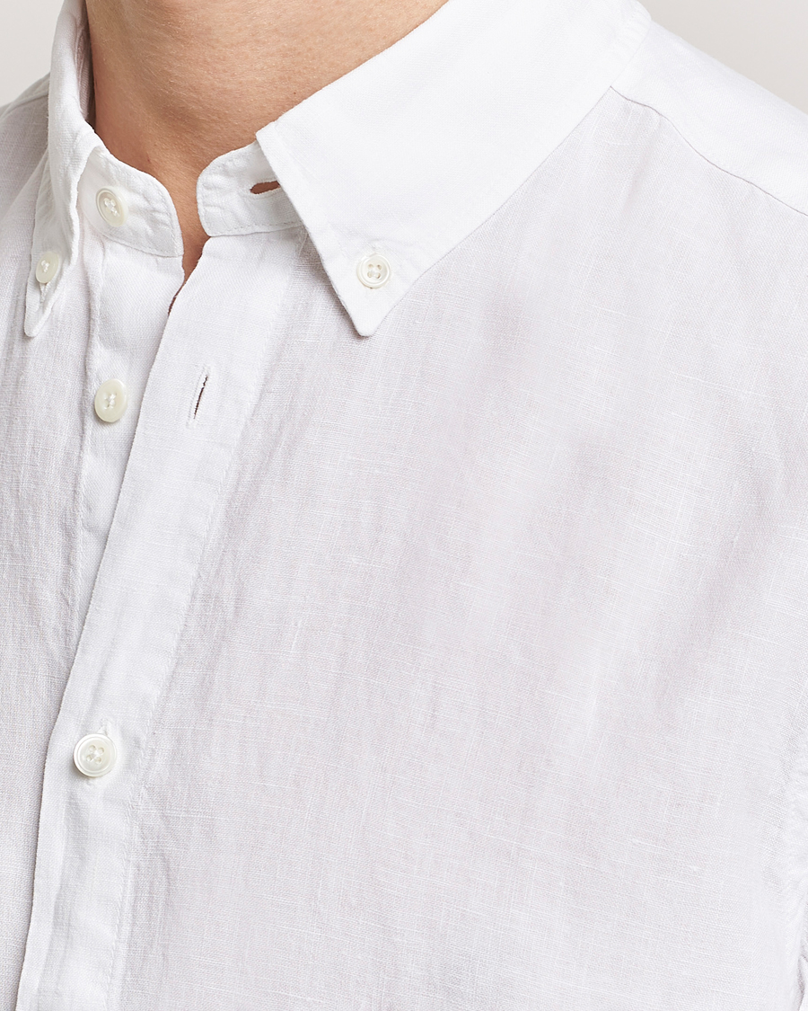 Men | Shirts | NN07 | Arne Linen Short Sleeve Shirt White
