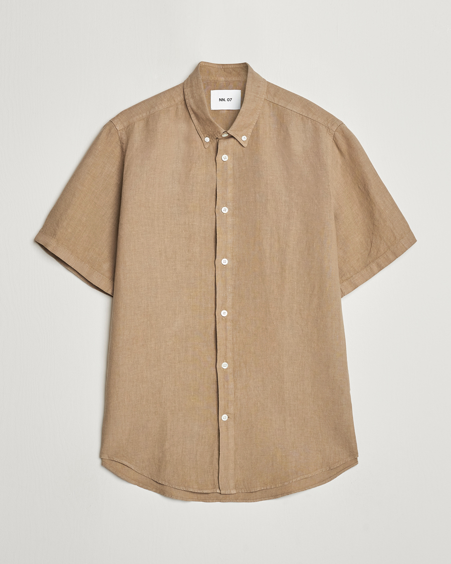 Men | Shirts | NN07 | Arne Linen Short Sleeve Shirt Greige