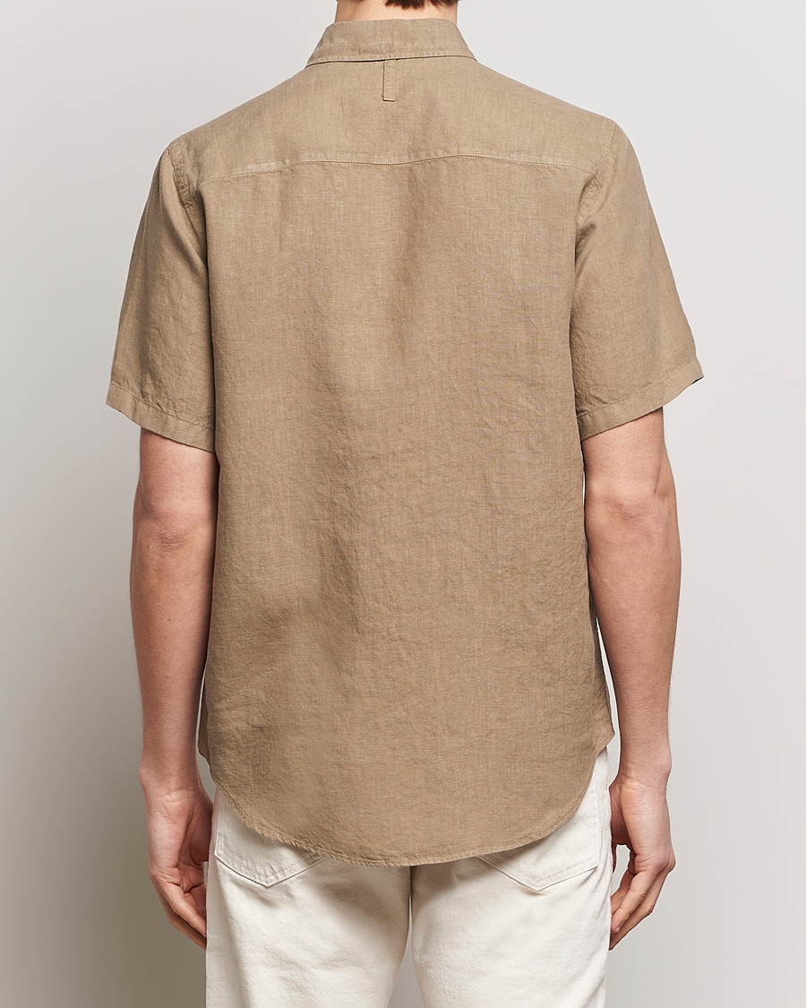 Men | Shirts | NN07 | Arne Linen Short Sleeve Shirt Greige